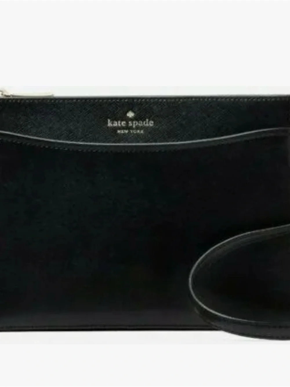 kate spade black safiano crossbody with gold-tone logo